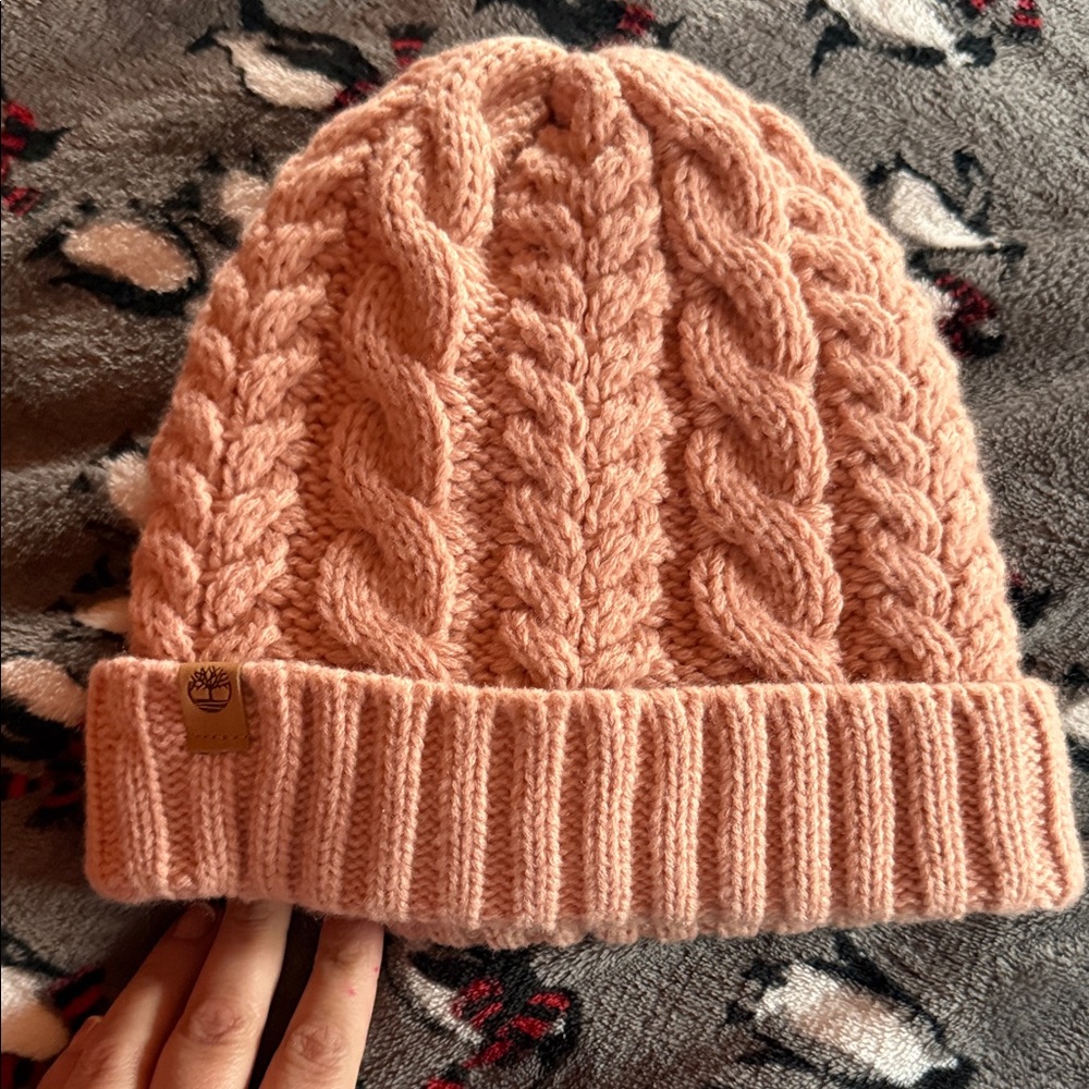 Timberland Pink Cable Knit Beanie